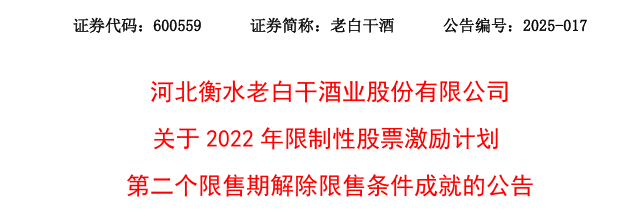 老白(🐄)干酒515万股激励(⏭)股解禁在即！业绩达标与机构调仓下的股价博弈
